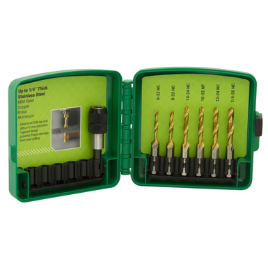 Greenlee DTAPSSKIT Standard 7-piece Drill/Tap Bit Kit with Quick-Change Adapter & Case from Columbia Safety